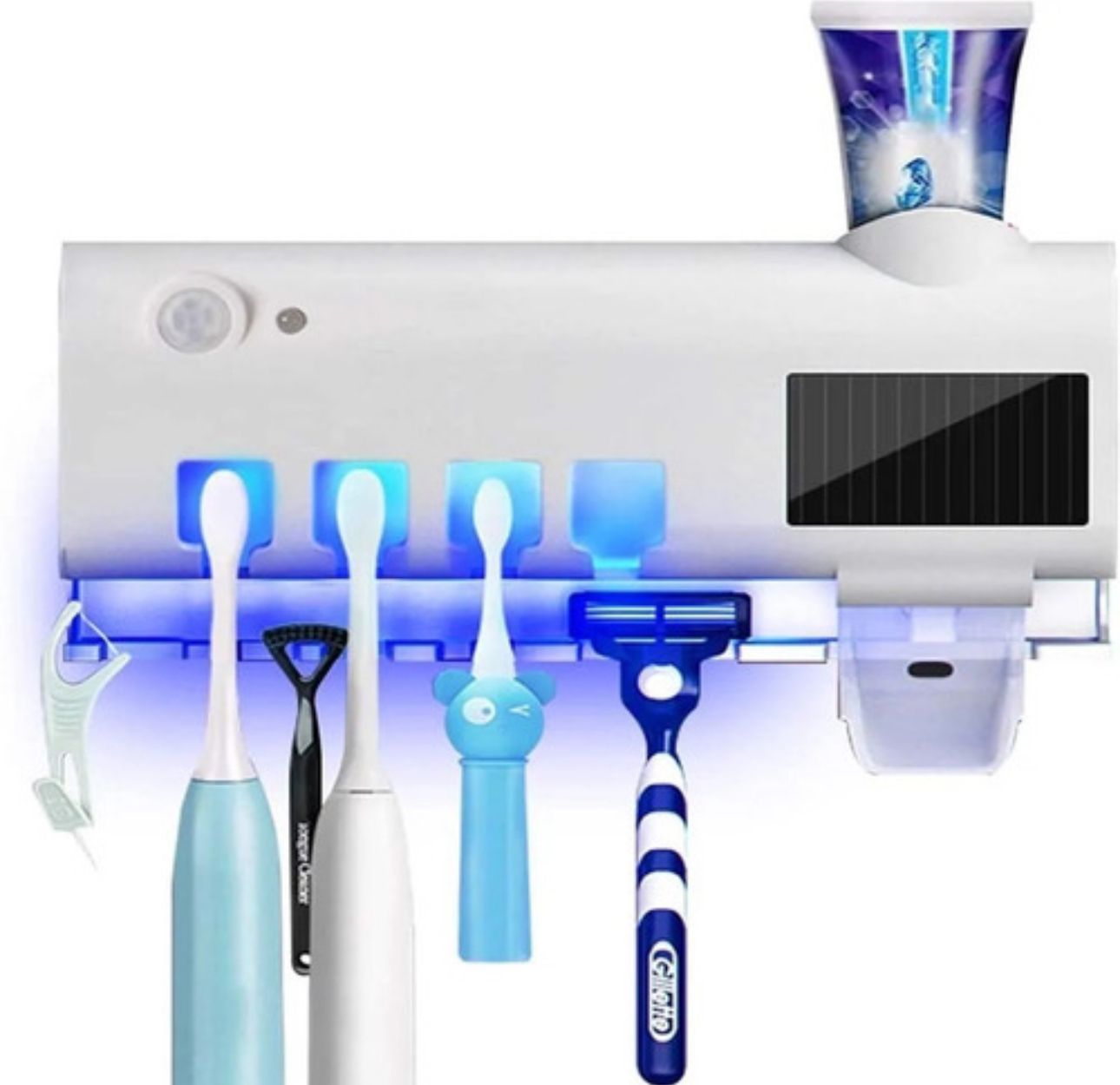Soporte para Cepillo con esterilizador UV + dispensador auto de pasta