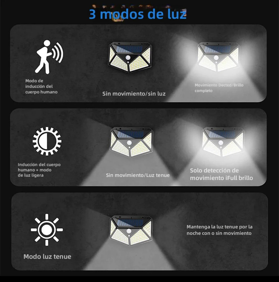 Lámpara Solar Con Sensor de Movimiento