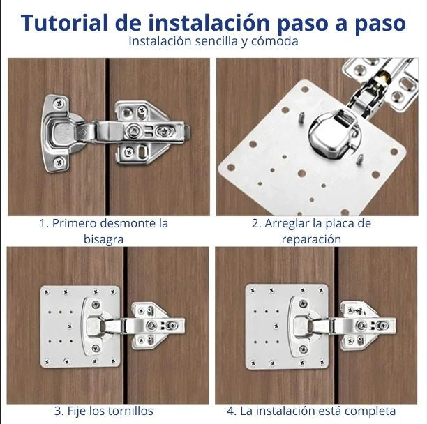 🔩 KIT REPARADOR DE BISAGRAS PRO – PACK X8 PIEZAS + TORNILLOS GRATIS🎁