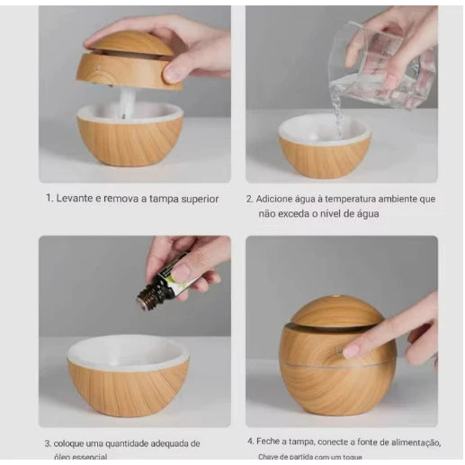 Humidificador Difusor Aromas Redondo Led